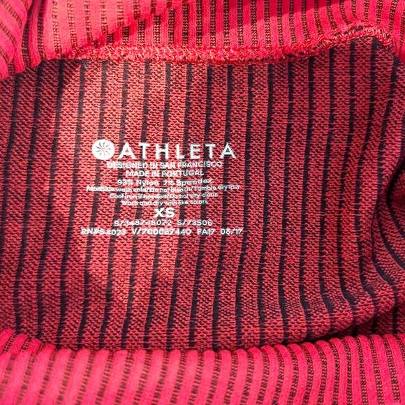 Athleta Flurry Striped Long Sleeve Thumbhole Turtleneck Base Layer Top Red XS - Picture 3 of 7